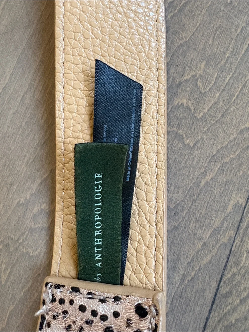 Spotted Leather Bag Strap in Tan and Black Anthropologie